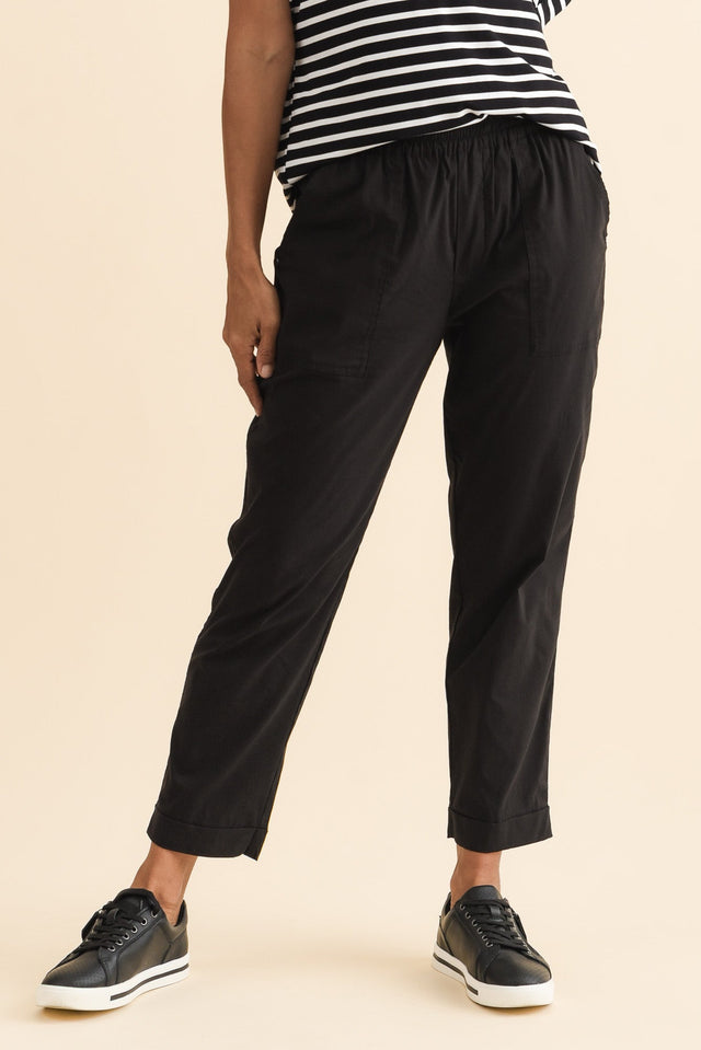 Air-Lite Black Stretch Cropped Pants,Brunette model,alt text|model:Cara image 1