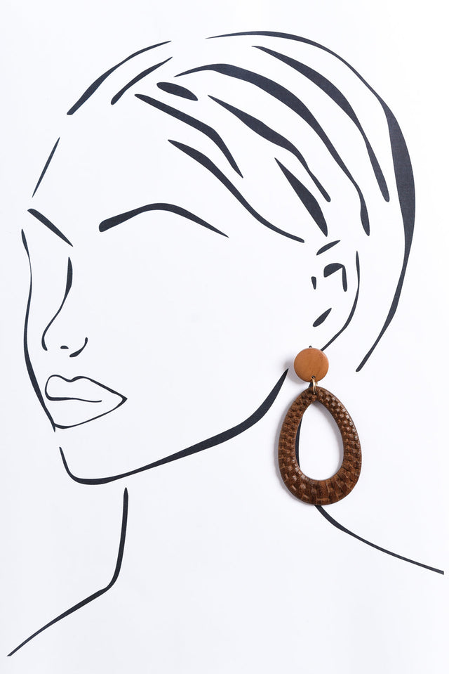 Aisling Brown Wood Teardrop Earrings