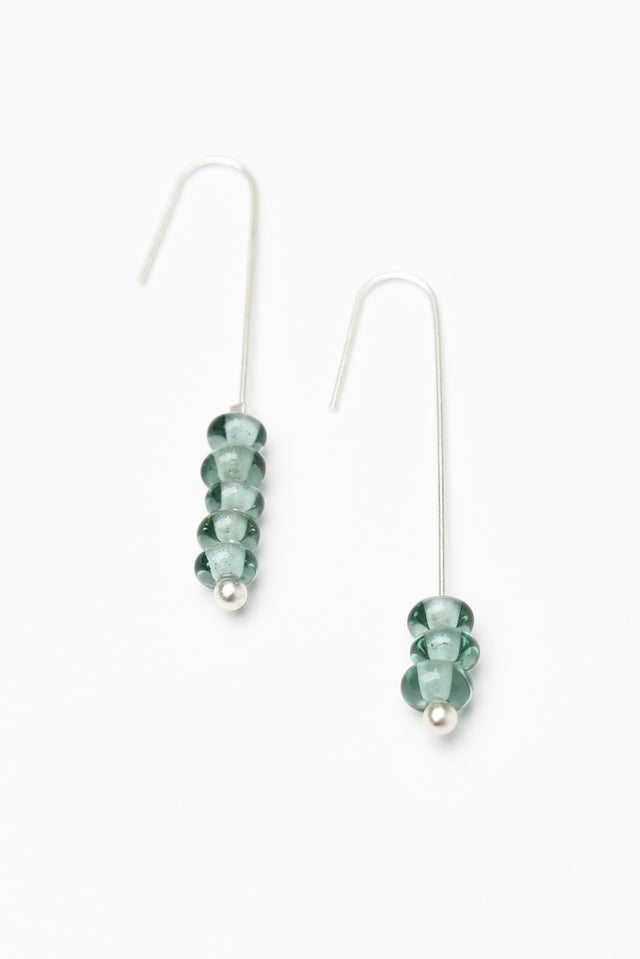 Akayla Sage Glass Beaded Hook Earrings