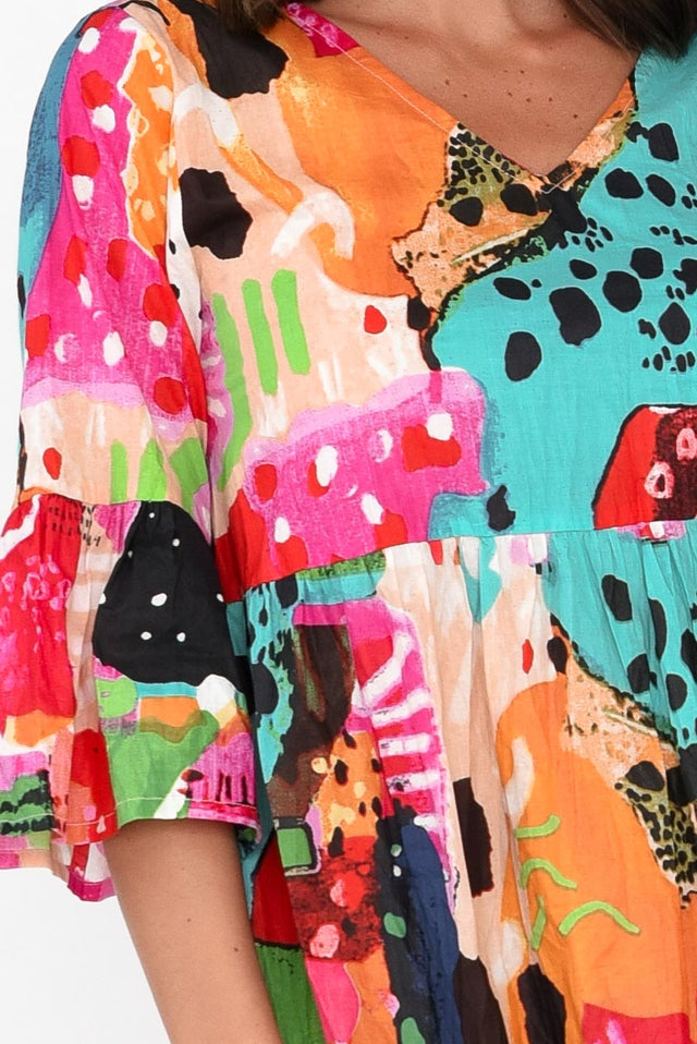 Alanya Pink Abstract Organic Cotton Dress image 6