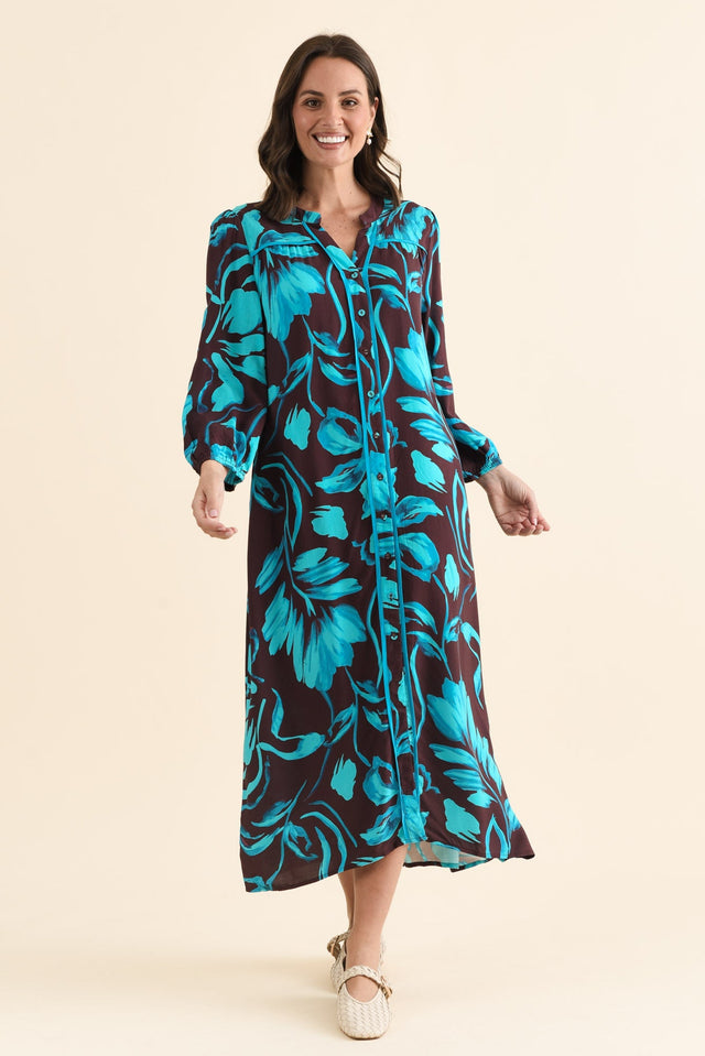 Albury Blue Floral Tie Dress,brunette model,Full Outfit,alt text|model:MJ image 6