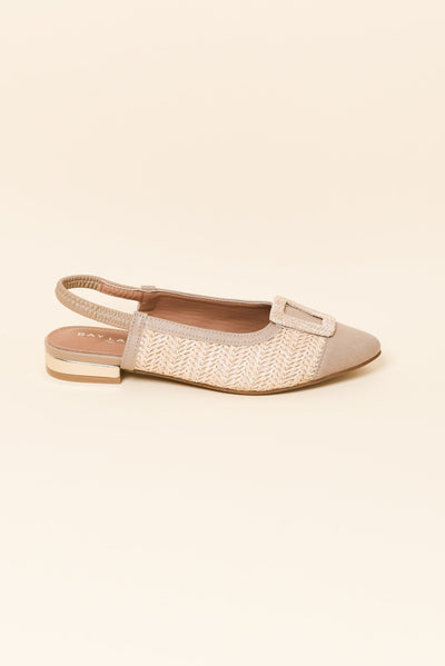 Alcatraz Beige Leather Slingback Mule