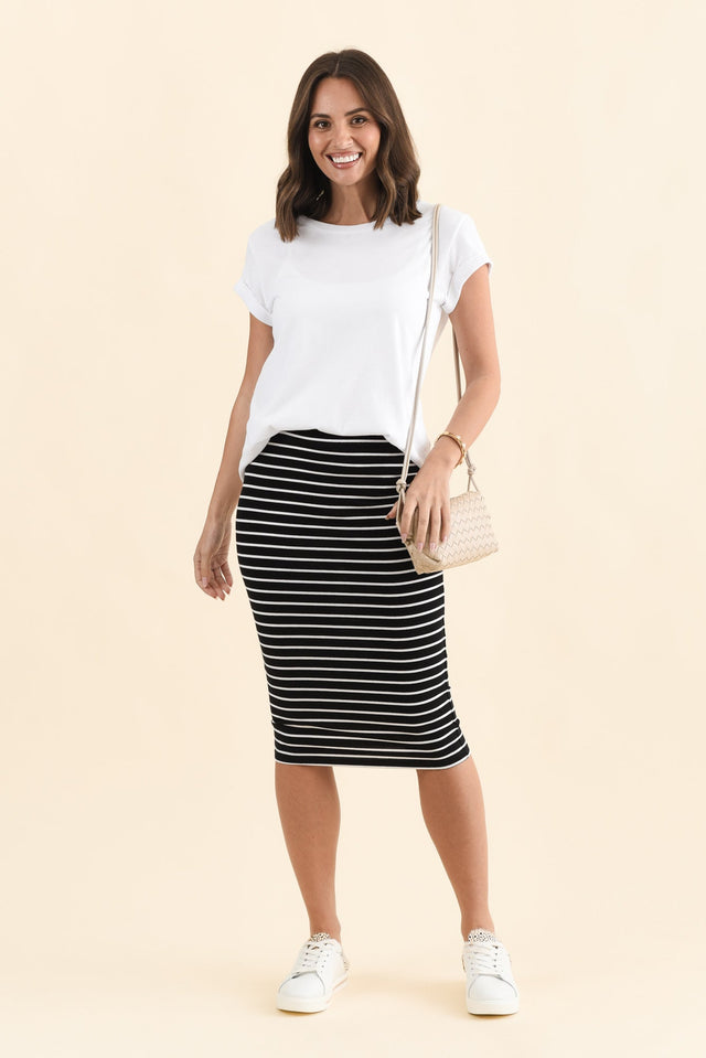 Alicia Stripe Tube Skirt,Brunette model,alt text|model:MJ image 4