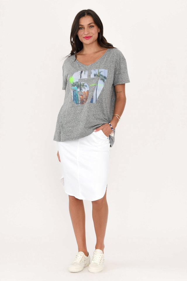 Alina White Denim Drawstring Skirt,Brunette model,alt text|model:Brontie image 4