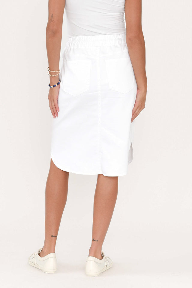 Alina White Denim Drawstring Skirt,Brunette model,alt text|model:Brontie image 6