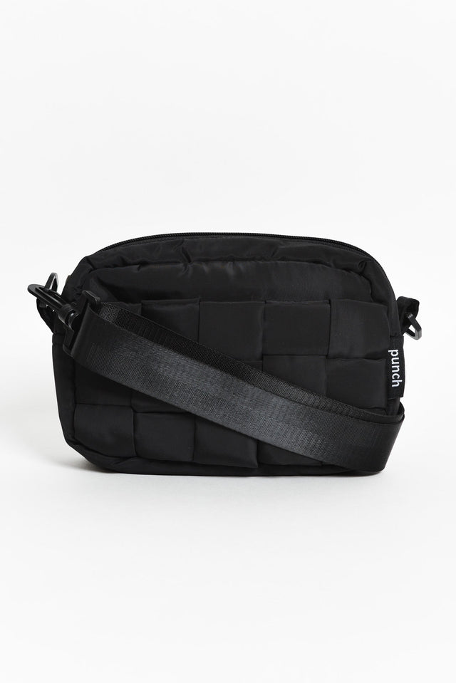 Allegro Black Platted Puffer Crossbody Bag