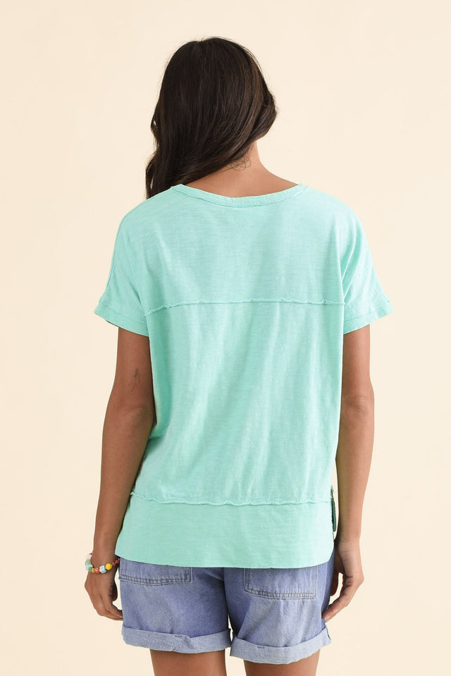 Allison Mint Cotton Tee,Back,Brunette model,alt text|model:Brontie image 4