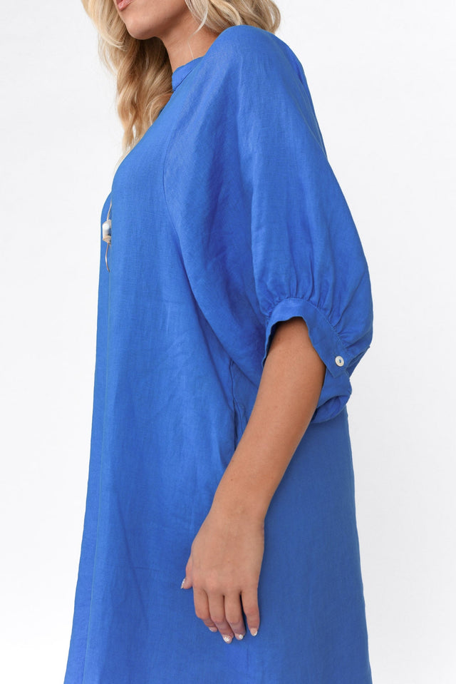 Almaz Cobalt Linen Shirt Dress image 7