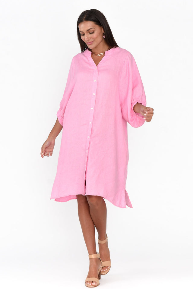 Almaz Pink Linen Shirt Dress thumbnail 1