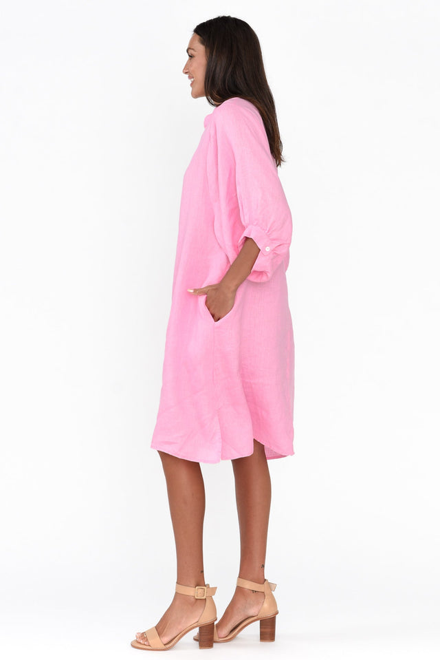 Almaz Pink Linen Shirt Dress image 4