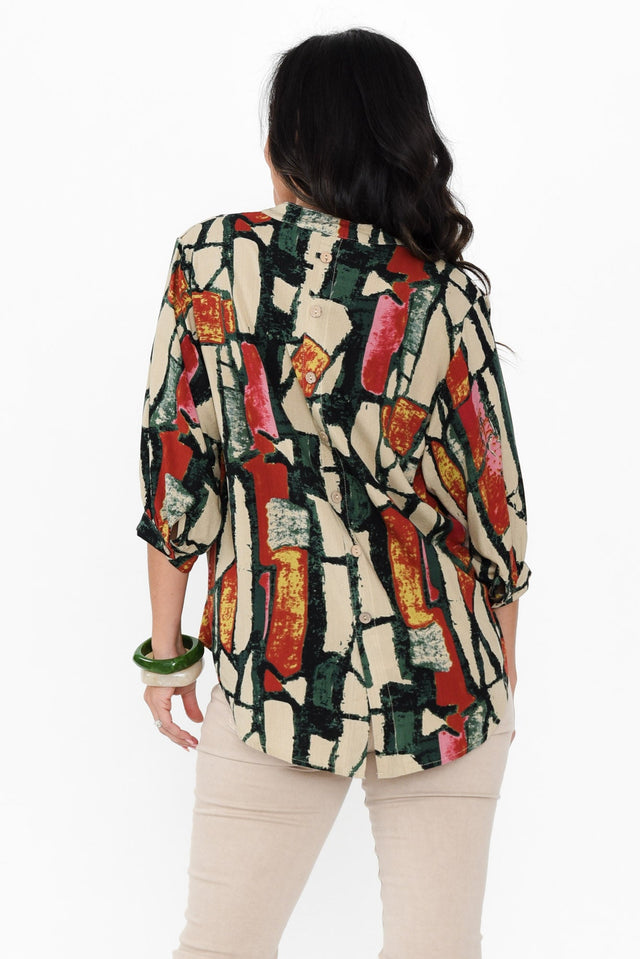 Alto Green Abstract Cotton Blend Shirt