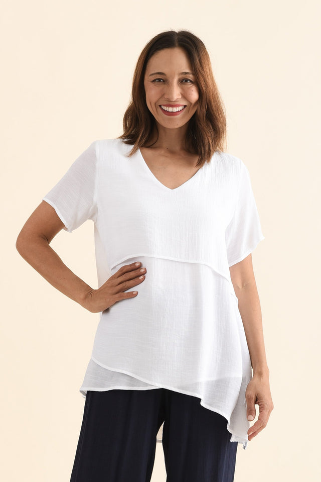 Alvina White Layered Tunic Top