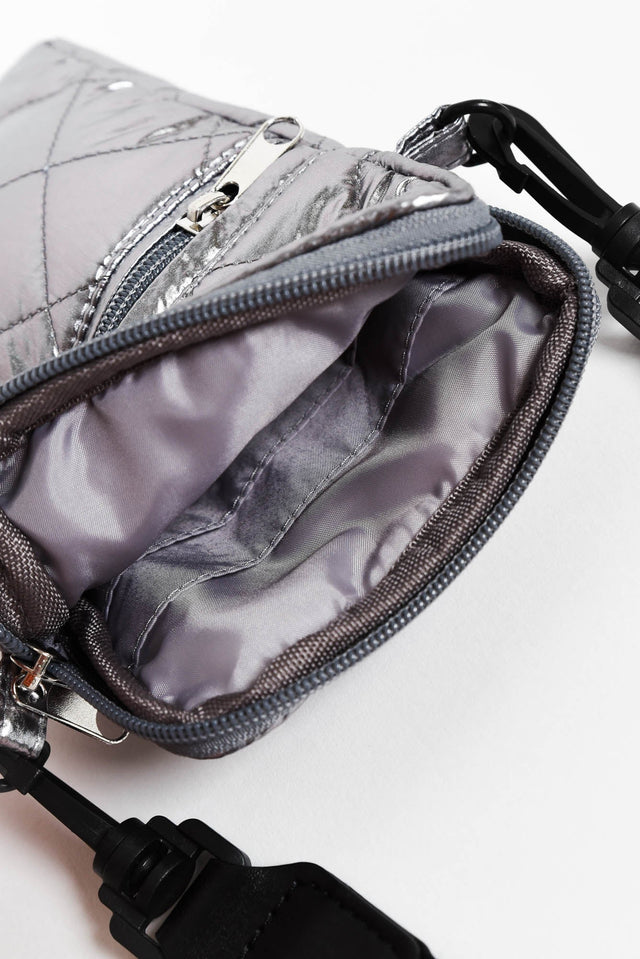 Amoore Silver Puffer Phone Bag