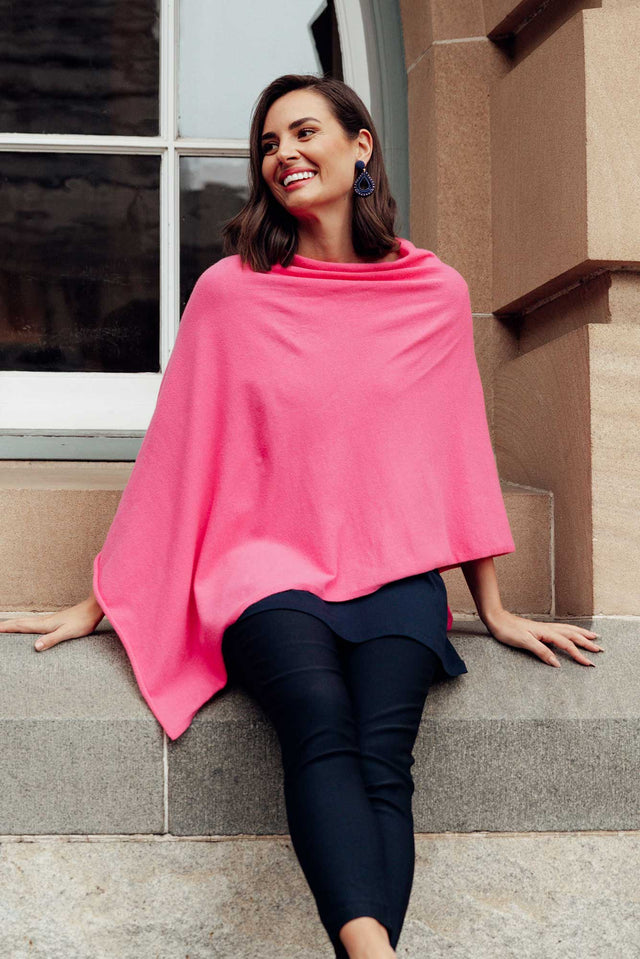 Amy Fuchsia Wool Blend Poncho