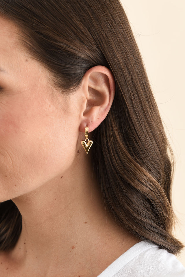 Amy Gold Heart Drop Earrings image 2