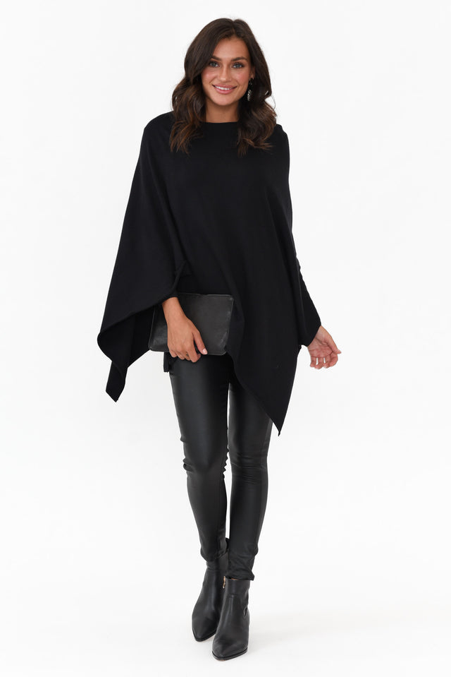 Amy Black Wool Blend Poncho banner image