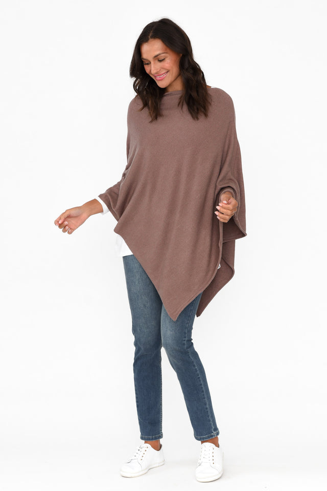 Amy Chocolate Wool Blend Poncho banner image