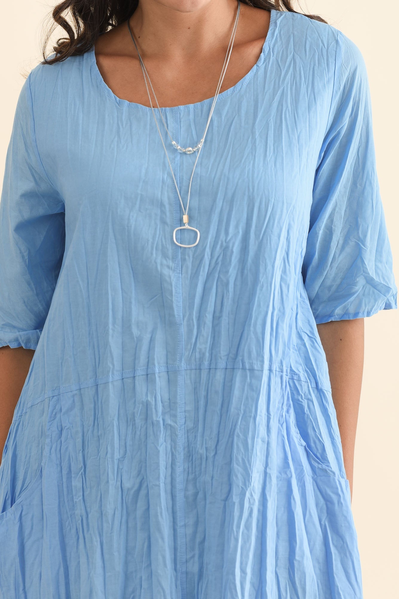 Andora Blue Crinkle Cotton Dress