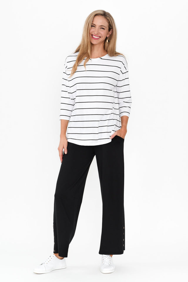 Angelica Black Cotton Shirred Pants