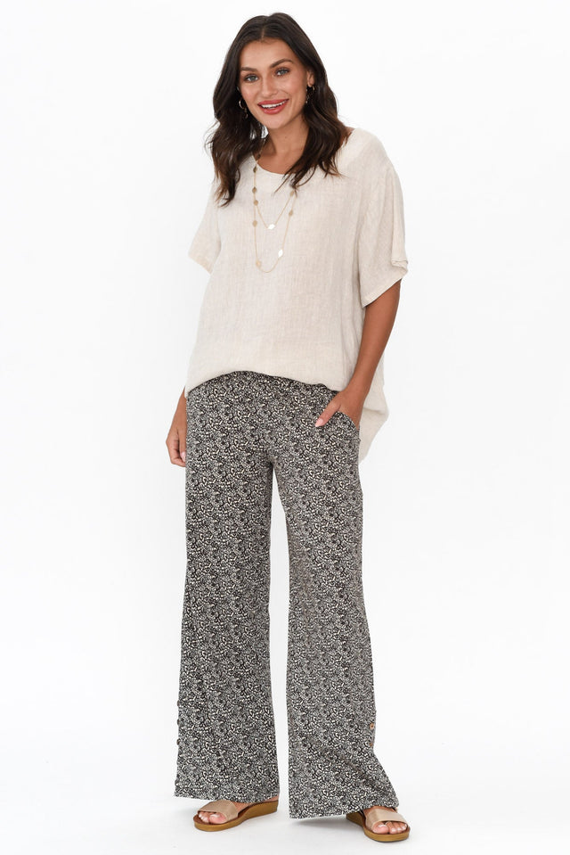 Angelica Brown Abstract Cotton Shirred Pants image 8