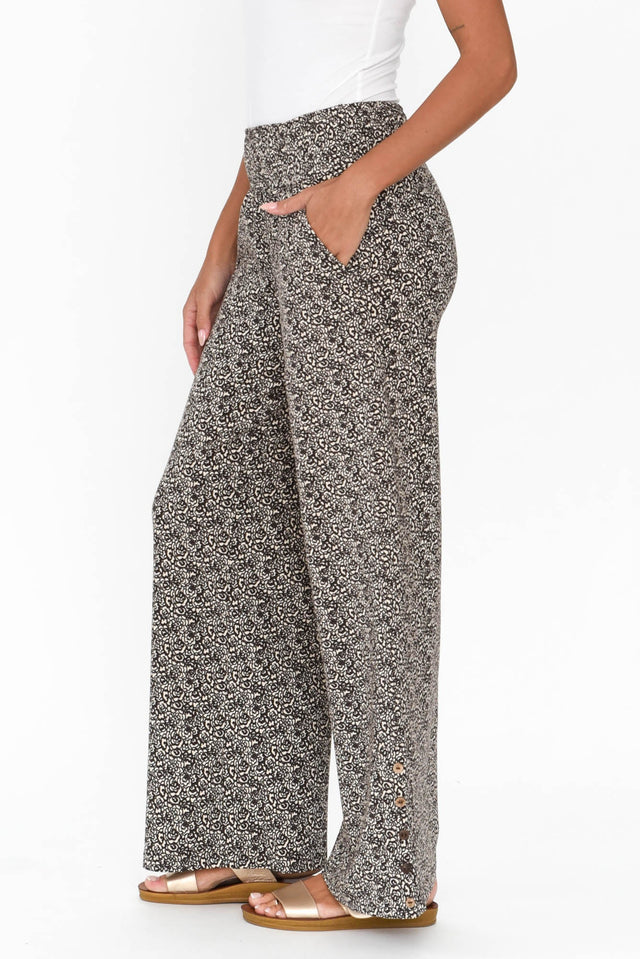 Angelica Brown Abstract Cotton Shirred Pants image 5