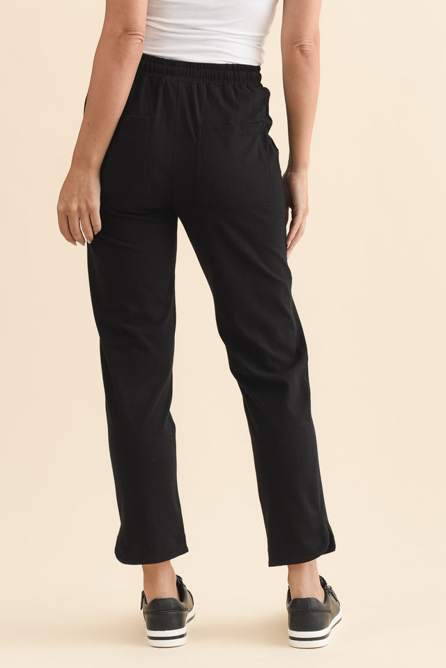 Angie Black Cotton Drawstring Pants,Brunette model,alt text|model:MJ image 5