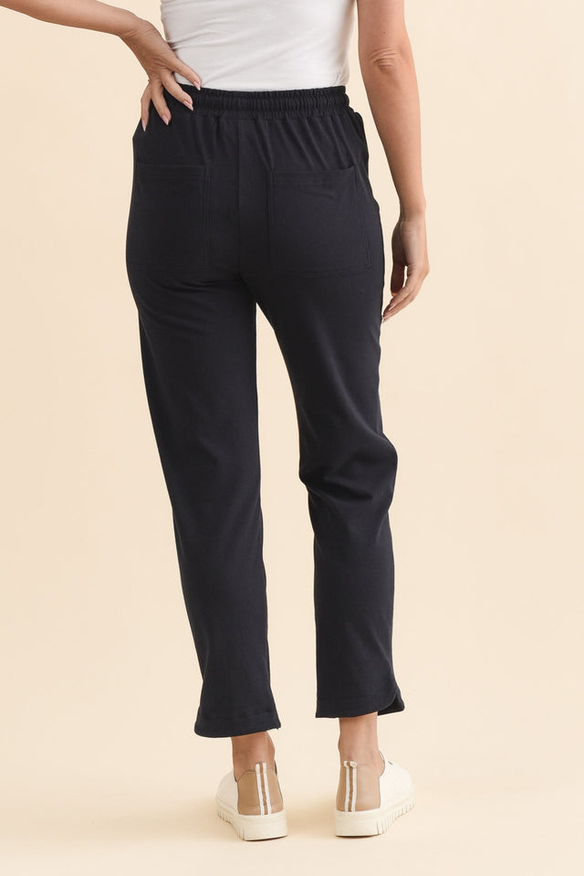 Angie Navy Cotton Drawstring Pants,Brunette model,alt text|model:MJ image 5