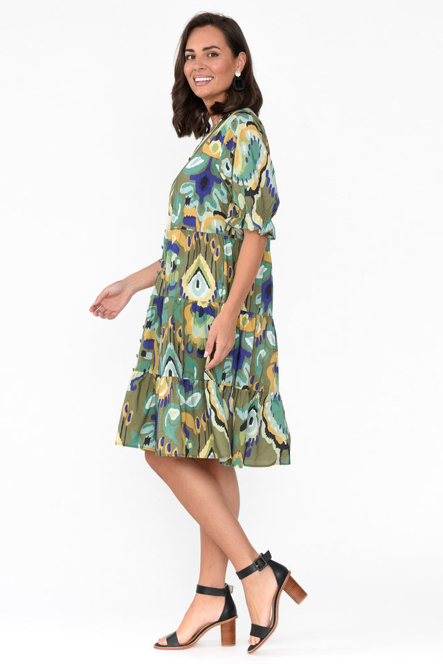 Anielle Emerald Abstract Tier Dress image 5