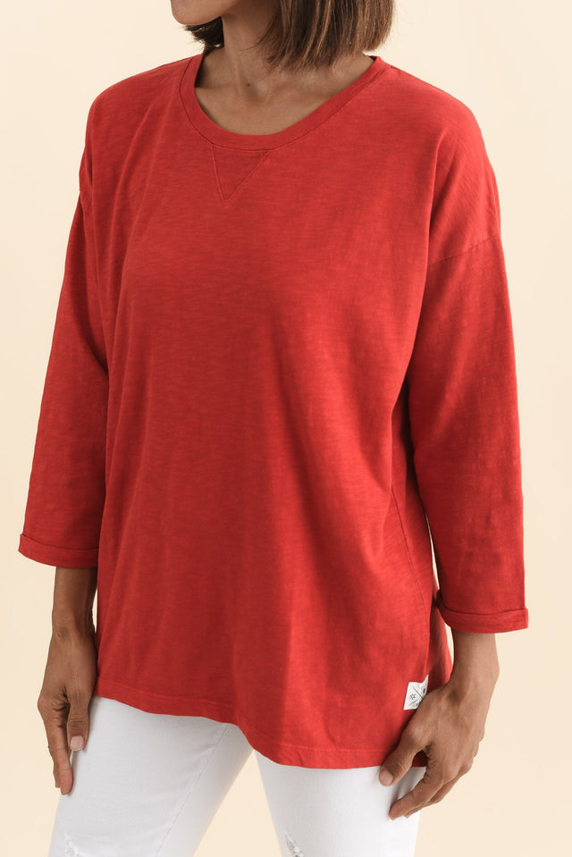 Annie Dark Red Cotton Top,Brunette model,alt text|model:Cara image 6