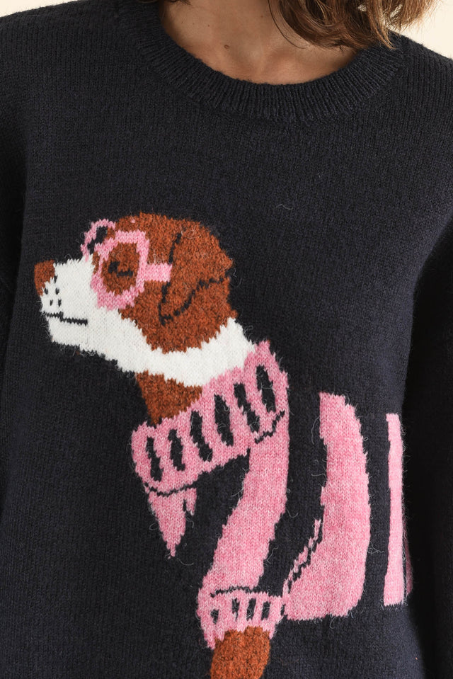 Annie Navy Terrier Sweatshirt,Detail,Brunette model,alt text|model:Cara image 6