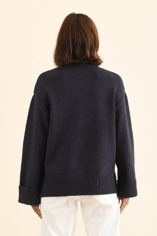 Annie Navy Terrier Sweatshirt,Back,Brunette model,alt text|model:Cara image 5