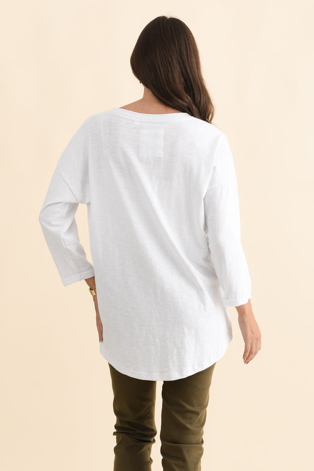 Annie White Cotton Top,Brunette model,alt text|model:MJ image 6