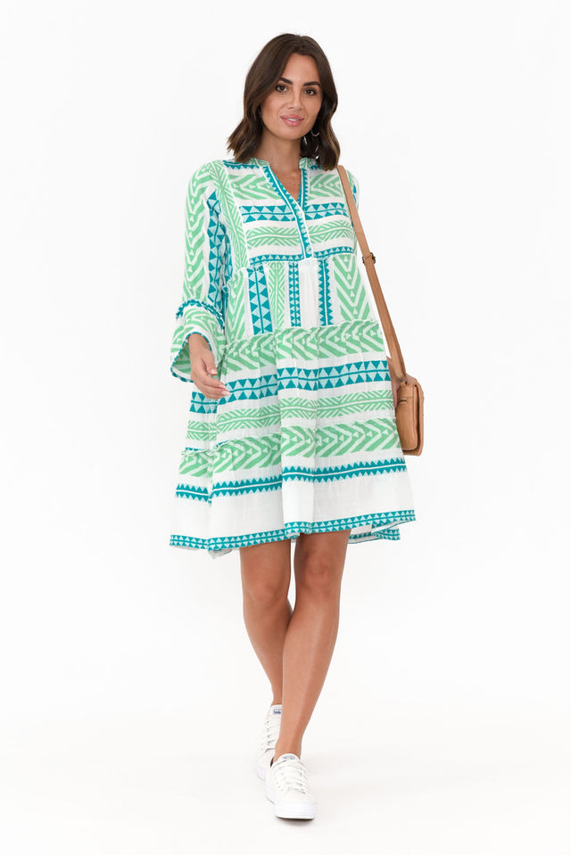 Antonia Green Embroidered Cotton Dress