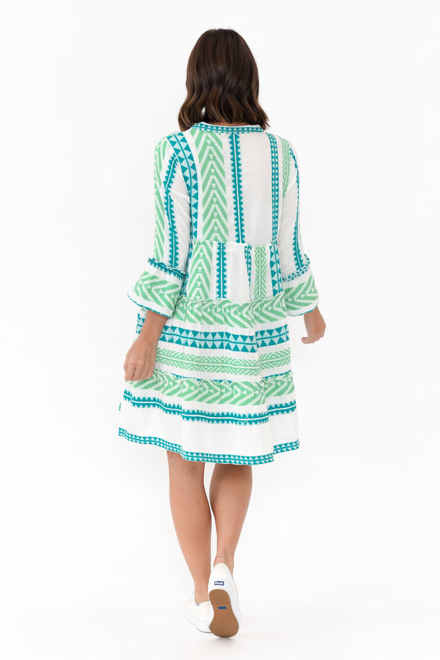 Antonia Green Embroidered Cotton Dress