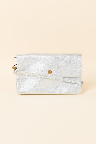 Antonia Silver Metallic Crossbody Bag