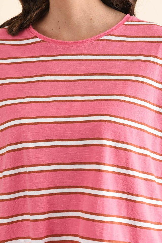 Anya Melon Stripe Cotton Top,Full Body,Brunette model,alt text|model:MJ image 6