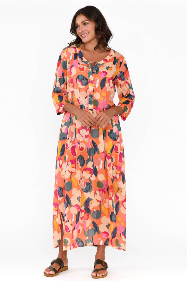 Apia Coral Blossom Cotton Maxi Dress