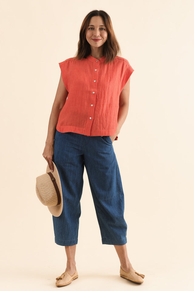 April Orange Stripe Linen Button Top banner image
