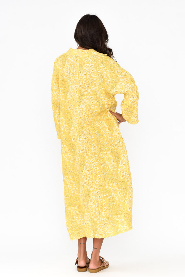 Aralina Yellow Abstract Collared Dress