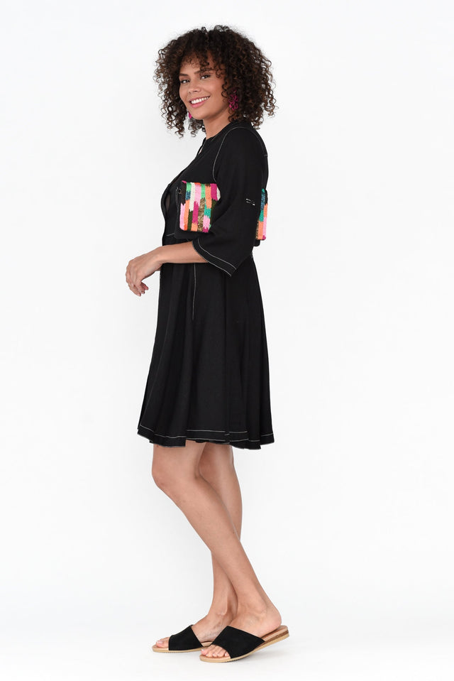 Argon Black Contrast Stitch Dress