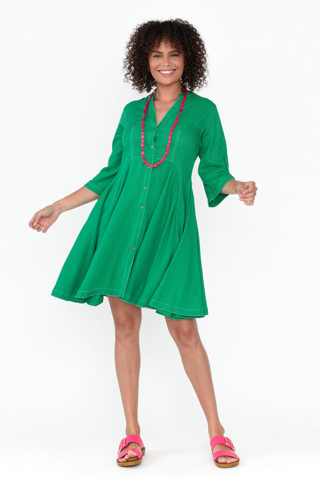 Argon Green Contrast Stitch Dress