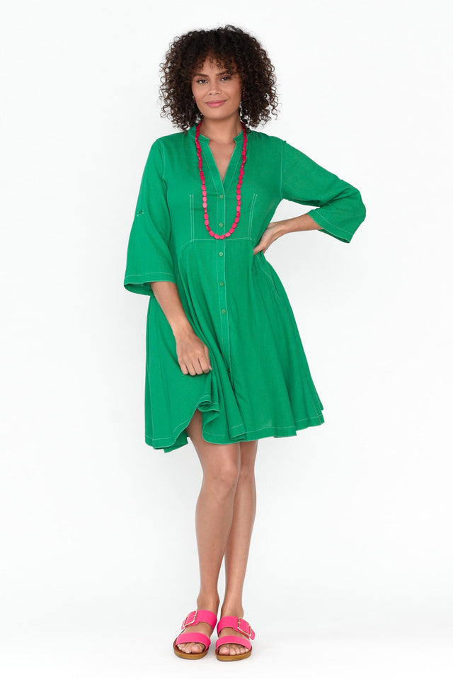 Argon Green Contrast Stitch Dress