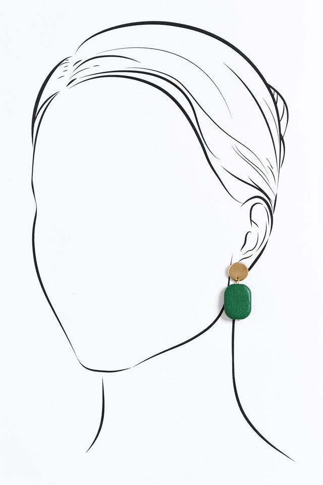 Ariel Green Rectangle Drop Earrings image 2