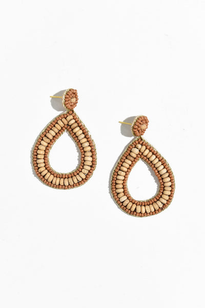 Arletta Brown Beaded Drop Earrings