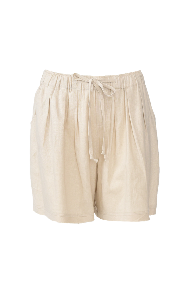 Ashlyn Beige Linen Blend Shorts