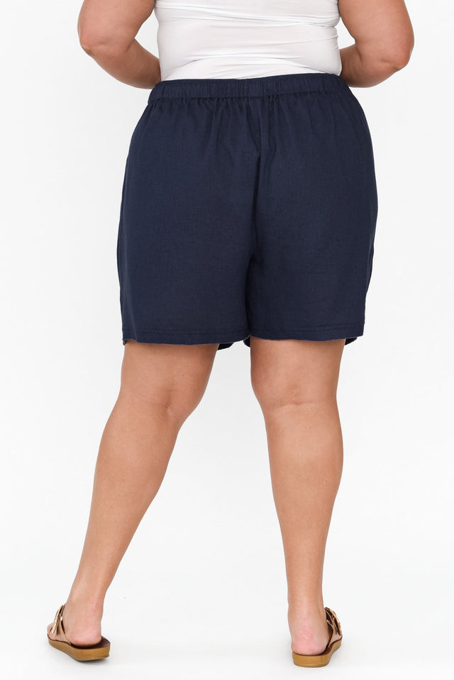 Ashlyn Navy Linen Blend Shorts image 10