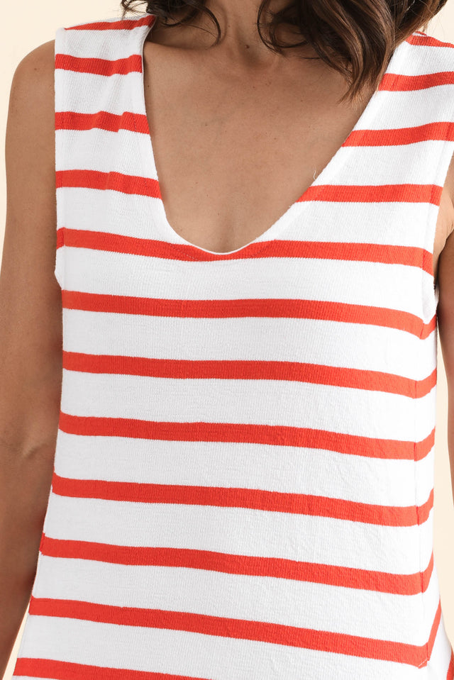 Aspen Red Stripe Pocket Dress,Detail,Brunette model,alt text|model:Cara image 5