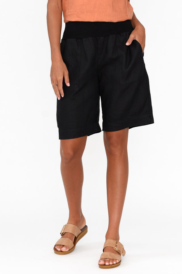 Aster Black Linen Shorts image 1