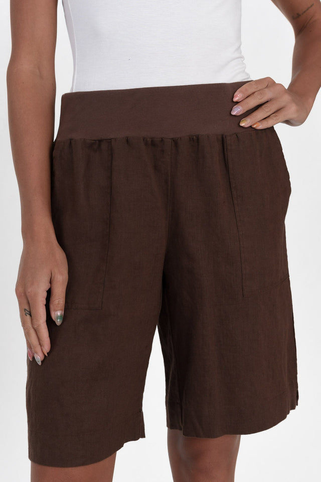 Aster Brown Linen Shorts