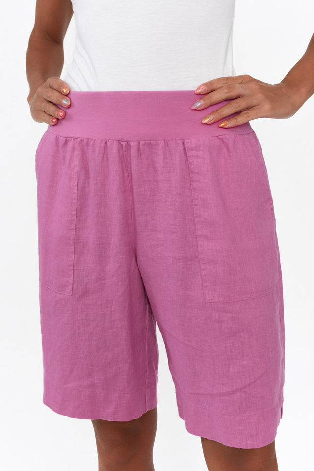 Aster Pink Linen Shorts
